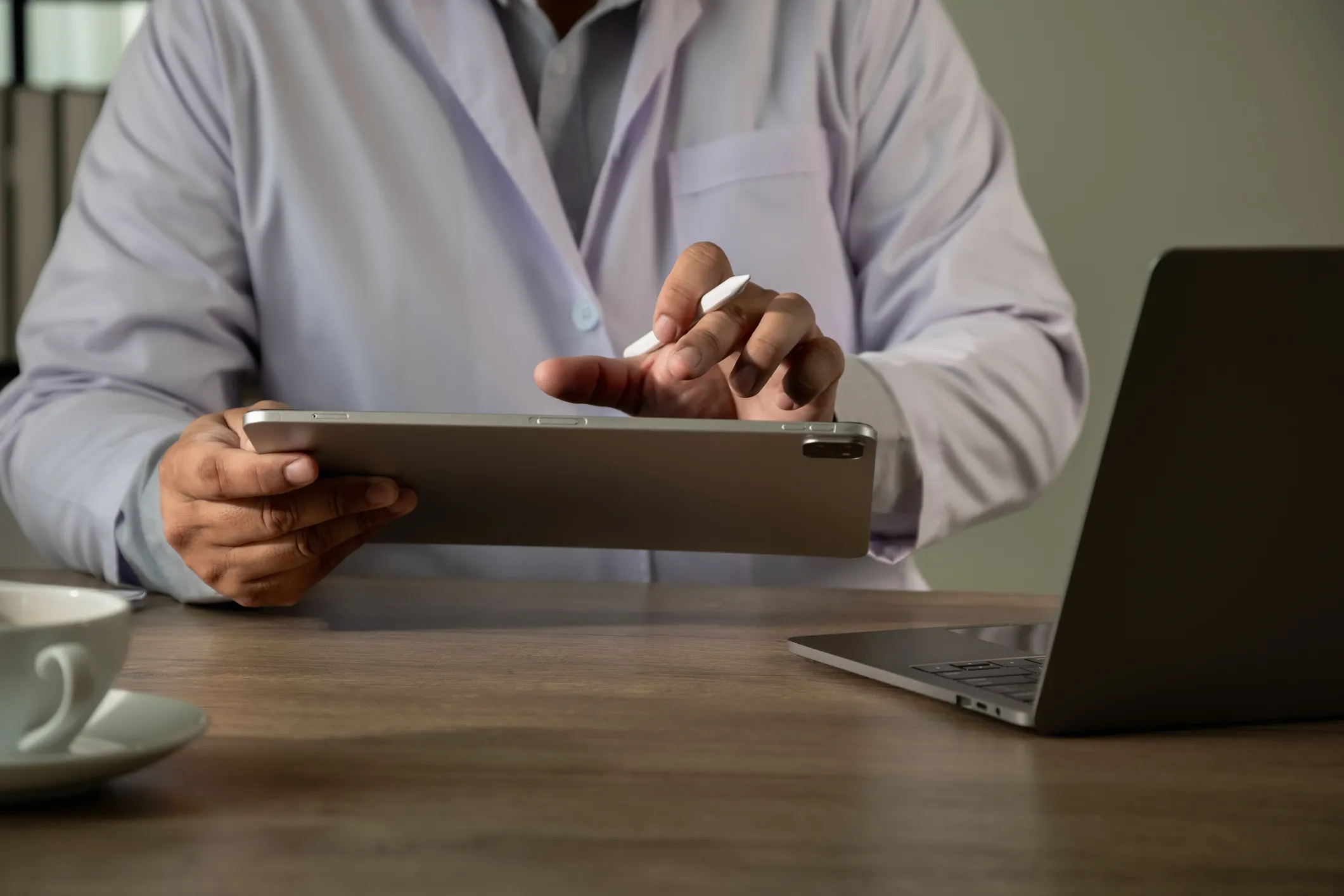 Doctor reviewing patient health information